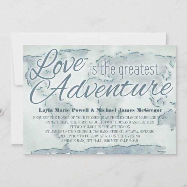 Watercolor map wedding invitation (Front)