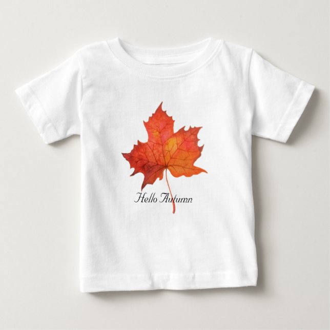 Watercolor Maple Leaf Baby T-Shirt (Front)