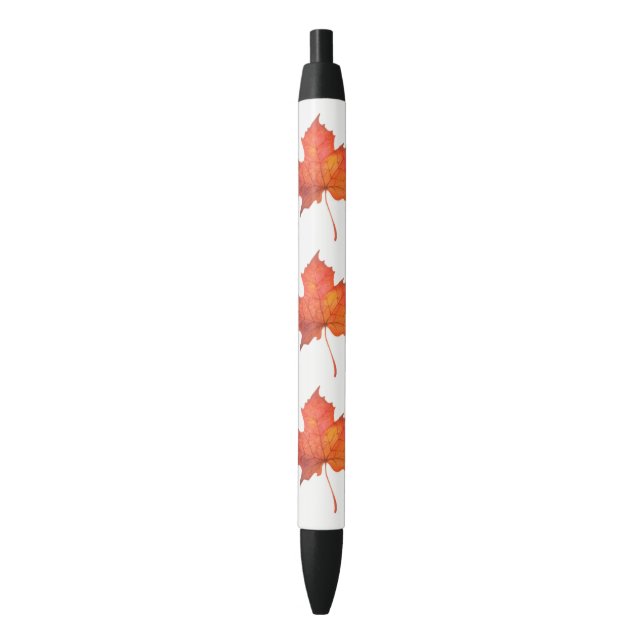 Watercolor Maple Leaf Black Ink Pen (Front Vertical)