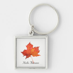 Watercolor Maple Leaf Key Ring