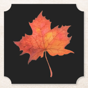 Watercolor Maple Leaf Paper Coaster