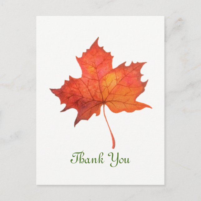 Watercolor Maple Leaf Postcard (Front)
