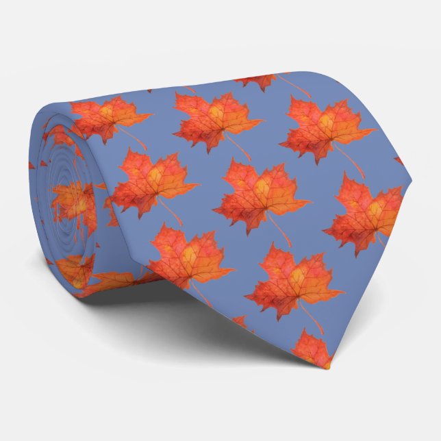 Watercolor Maple Leaf Tie (Rolled)