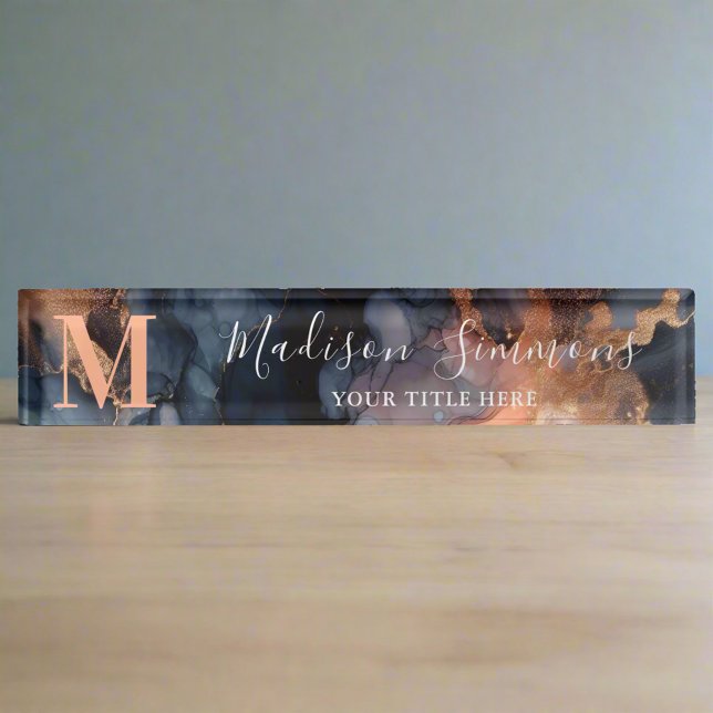 Watercolor Marble Business Office Professional  Nameplate (Creator Uploaded)