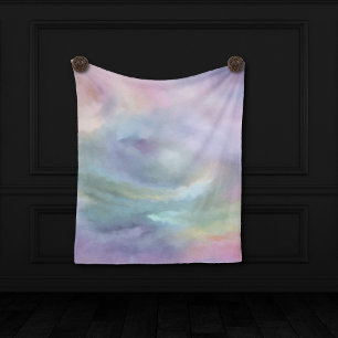 Watercolor Marble Decor   Colourful Rainbow Pastel Fleece Blanket