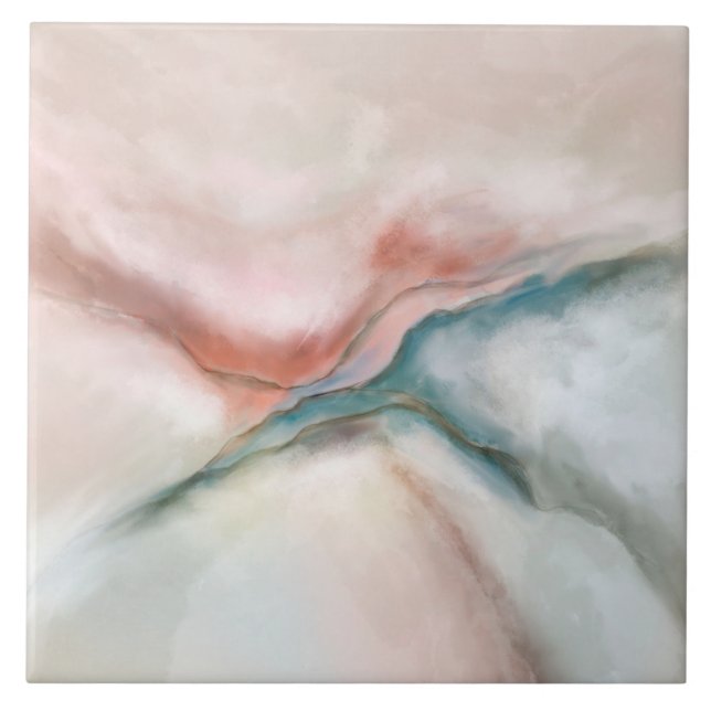 Watercolor Marble Flow Abstract Ceramic Tile (Front)