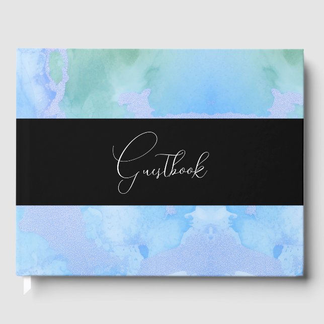 Watercolor Marble Texture Background Wedding Guest Book (Front)
