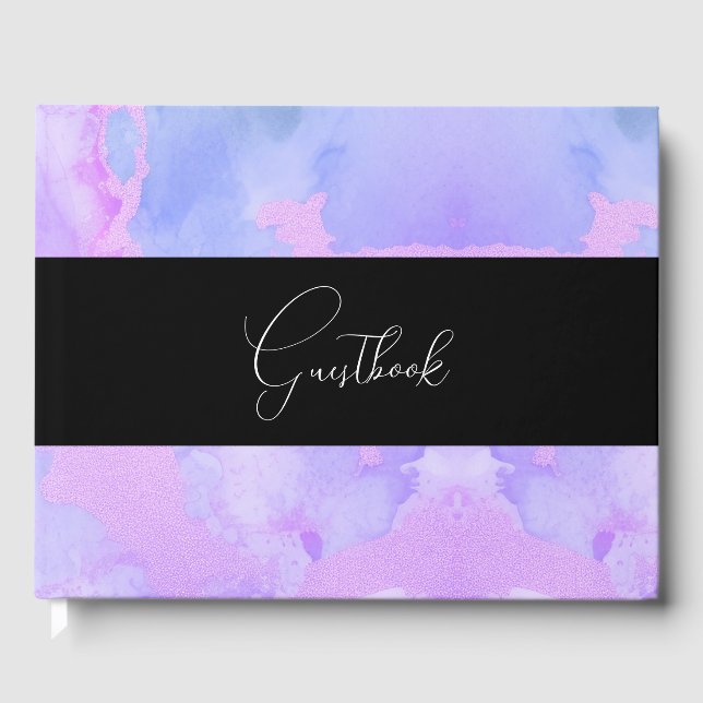 Watercolor Marble Texture Background Wedding Guest Book (Front)
