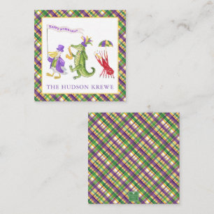 Watercolor Mardi Gras Animal Parade Party Card