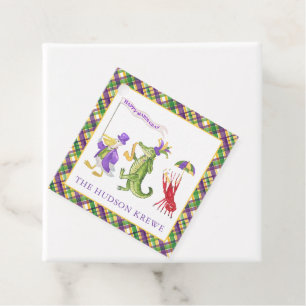 Watercolor Mardi Gras Animal Parade Party Favour Tags