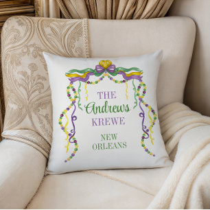 Watercolor Mardi Gras Beads Personalised Cushion