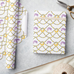 Watercolor Mardi Gras Beads Wrapping Paper