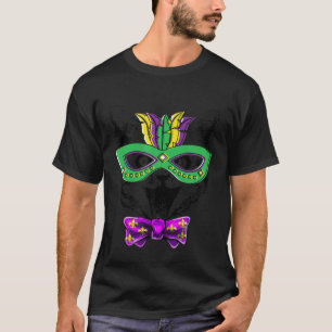 Watercolor Mardi Gras Cat Face Carnival Mask Festi T-Shirt