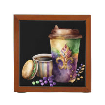 WATERCOLOR MARDI GRAS COFFEE CUPS FLOWERS