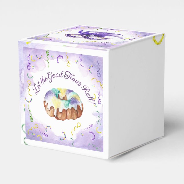 Watercolor Mardi Gras, Fat Tuesday Party Favour Box (Front Side)