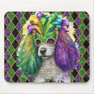 WATERCOLOR MARDI GRAS FRENCH POODLE DOG MOUSE PAD