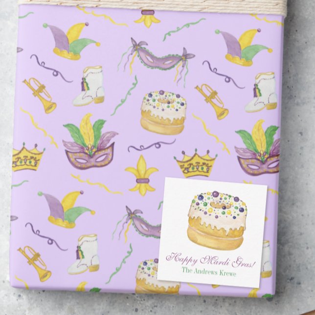 Watercolor Mardi Gras King Cake Card (Creator Uploaded)