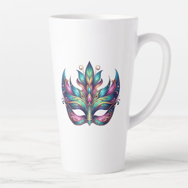 watercolor Mardi Gras mask carnival  Latte Mug (Right)