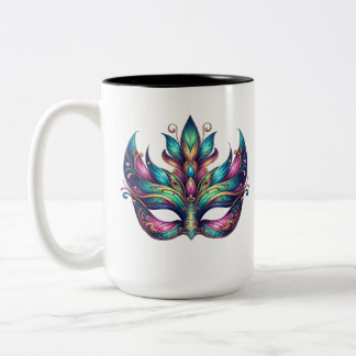 watercolor Mardi Gras mask carnival  Two-Tone Coffee Mug