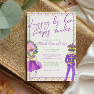 Watercolor Mardi Gras Masquerade Party Invitation