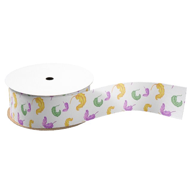 Watercolor Mardi Gras Party Grosgrain Ribbon (Creator Uploaded)