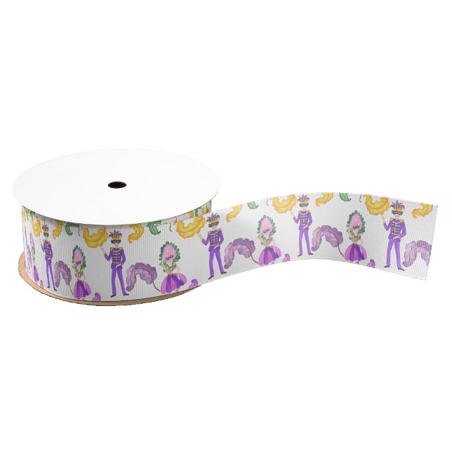 Watercolor Mardi Gras Party Grosgrain Ribbon (Creator Uploaded)
