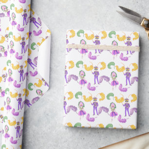 Watercolor Mardi Gras Party Wrapping Paper