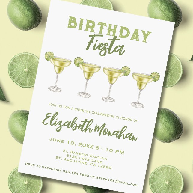 Watercolor Margarita Birthday Fiesta Birthday Invitation (Creator Uploaded)