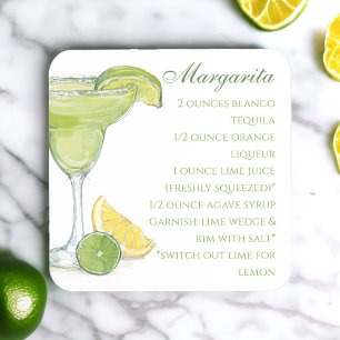 Watercolor Margarita Cocktail Recipe Watercolor Coaster