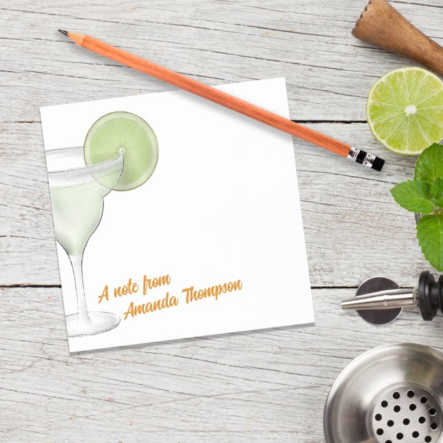 Watercolor Margarita Cute Cocktails Personalised Post-it Notes (Cute margaritas watercolor custom post it notes)