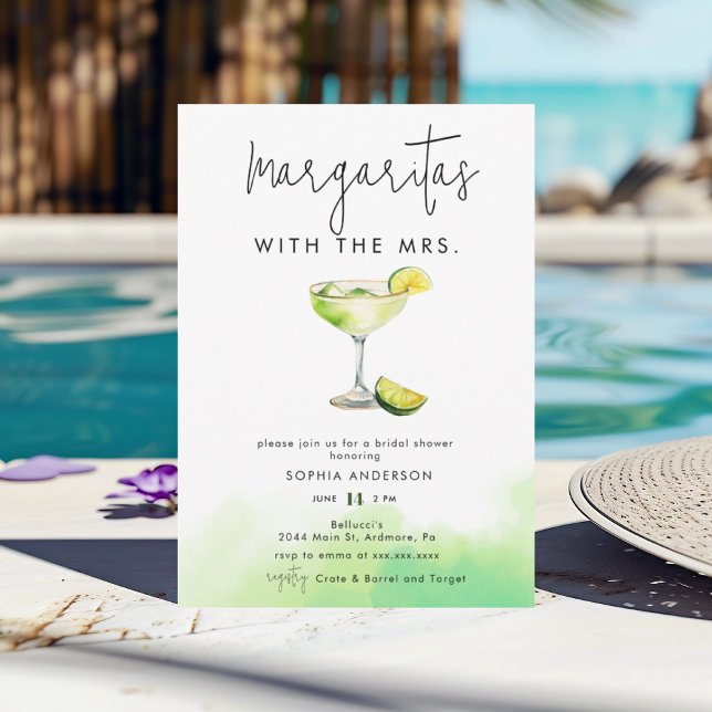 Watercolor Margarita Lime Bridal Shower Invitation (Creator Uploaded)