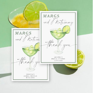 Watercolor Margarita Thank you Bridal shower  Card