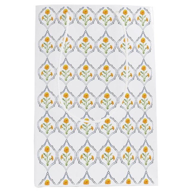 Watercolor Marigold and Trellis  Medium Gift Bag (Front)