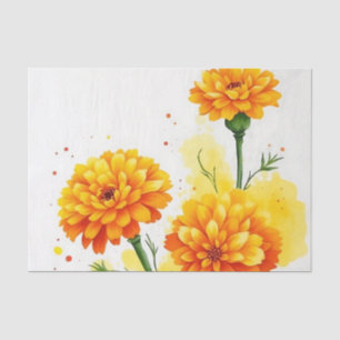 Watercolor Marigolds in Orange and Yellow Tissue Paper