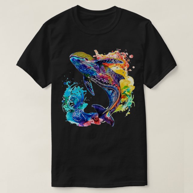 Watercolor Marine Life T-Shirt (Design Front)