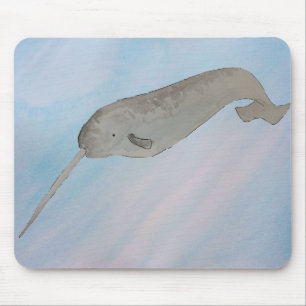Watercolor Marine Mammal Narwhal Mouse Pad