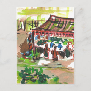 Watercolor Marketplace Postcard