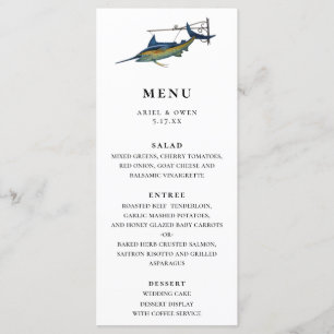 Watercolor Marlin Nautical Theme Wedding Menu