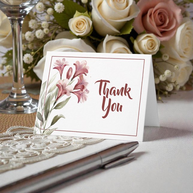 Watercolor Maroon Floral Wedding Thank You (Creator Uploaded)