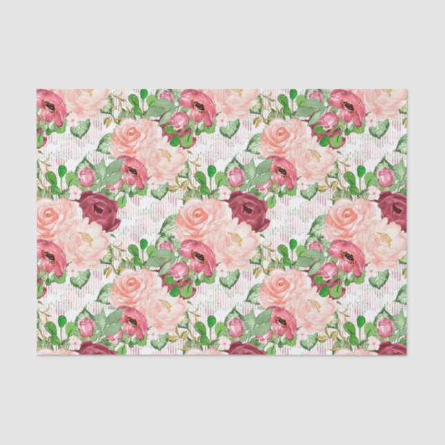 Watercolor marsala floral pattern party tissue tissue paper (Front)