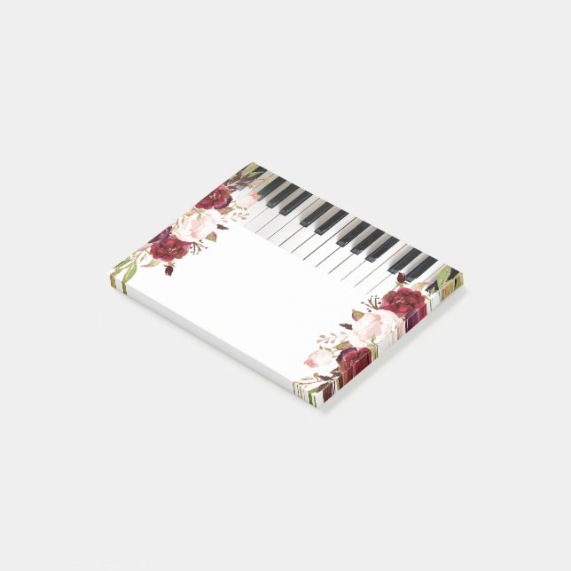 watercolor marsala flowers piano post-it notes (Angled)