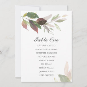 Watercolor Marsala Wedding Seating Chart Invitation
