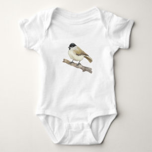 Watercolor Marsh Tit Baby Bodysuit