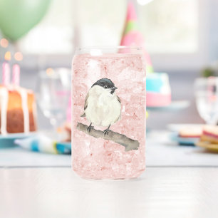 Watercolor Marsh Tit Can Glass