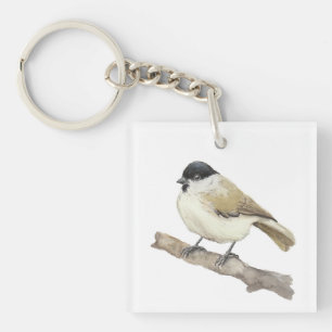 Watercolor Marsh Tit Key Ring