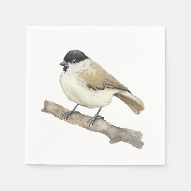 Watercolor Marsh Tit Napkin (Front)