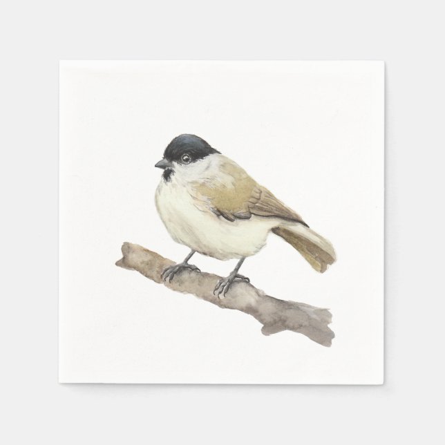 Watercolor Marsh Tit Napkin (Front)