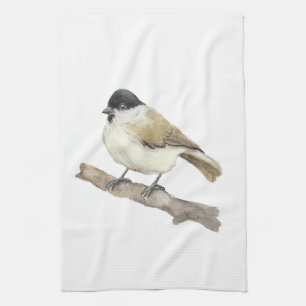 Watercolor Marsh Tit Tea Towel