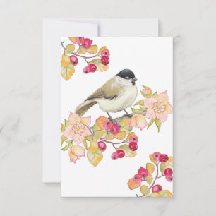 Watercolor Marsh Tit Thank You Card