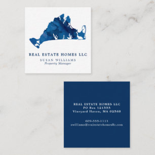 Watercolor Marthas Vineyard Map Real Estate Square Square Business Card